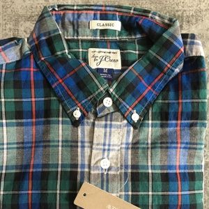J.Crew Poplin Green Plaid Medium Shirt